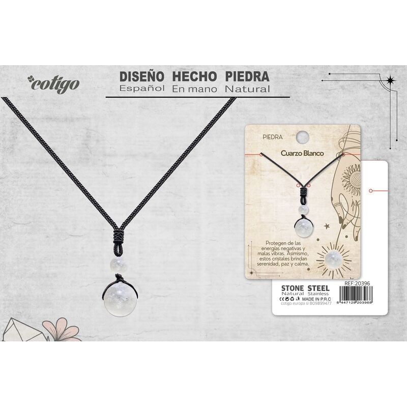 Colgante De Cuarzo Blanco De Bola 14 mm